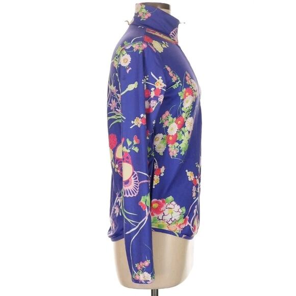 POLO GOLF Ralph Lauren Top Long Sleeve Half Zip Floral High Neck Women Sz M (V4 - Picture 3 of 7